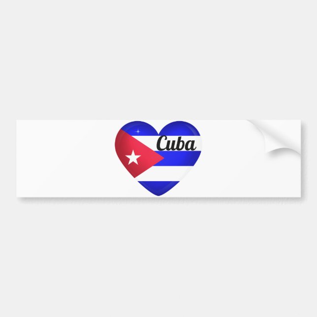 Cuba Heart Flagga Bildekal (Framsidan)