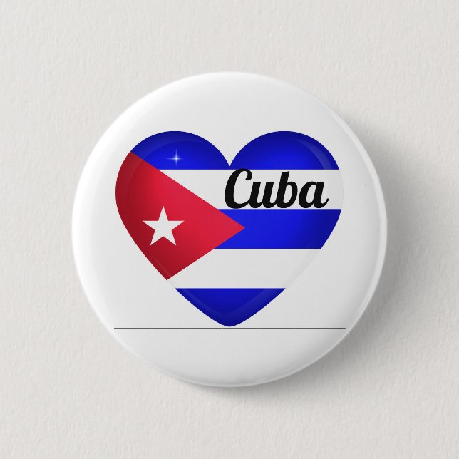 Cuba Heart Flagga Knapp (Framsida)