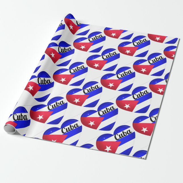 Cuba Heart Flagga Presentpapper (Utrullad)