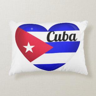 Cuba Heart Flagga Prydnadskudde