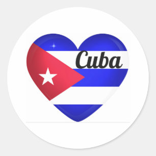 Cuba Heart Flagga Runt Klistermärke