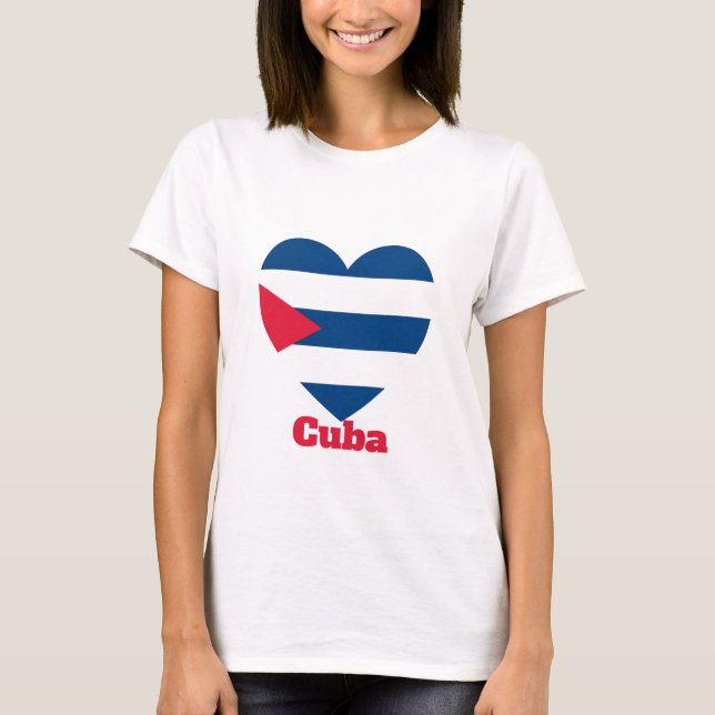 Cuba Heart Flagga T Shirt (Framsida)