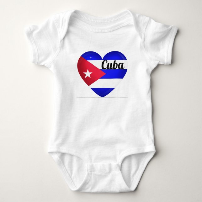 Cuba Heart Flagga Tee Shirt (Framsida)
