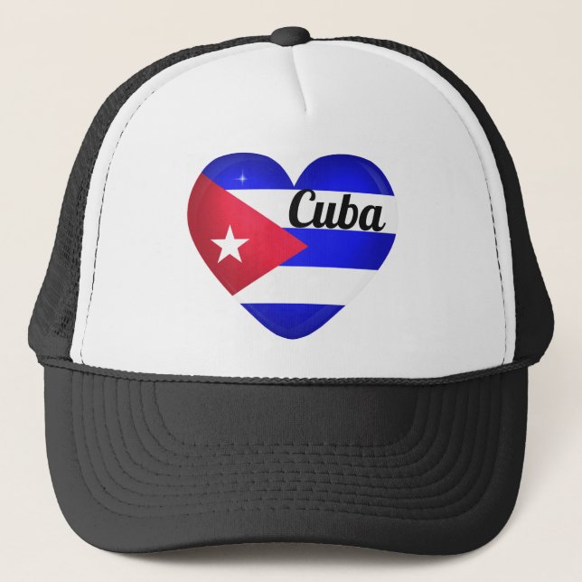 Cuba Heart Flagga Truckerkeps (Framsida)