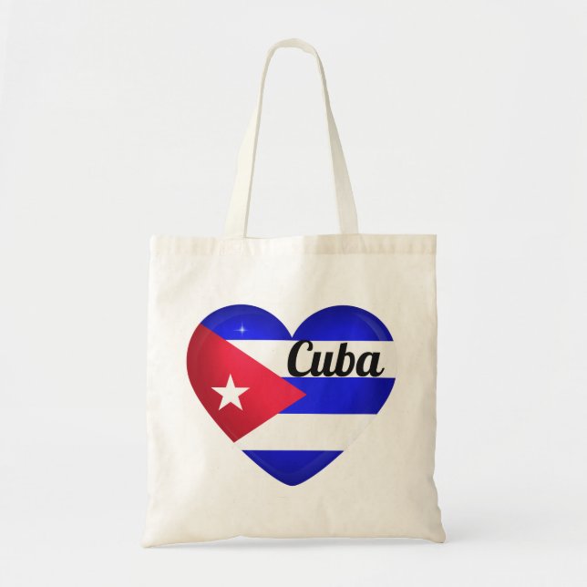 Cuba Heart Flagga Tygkasse (Framsidan)