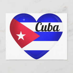 Cuba Heart Flagga Vykort