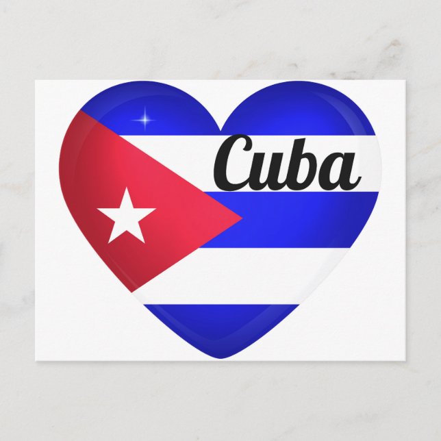 Cuba Heart Flagga Vykort (Framsida)