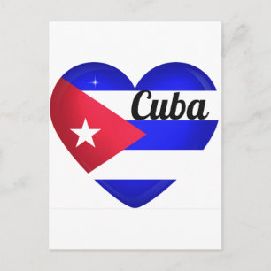 Cuba Heart Flagga Vykort