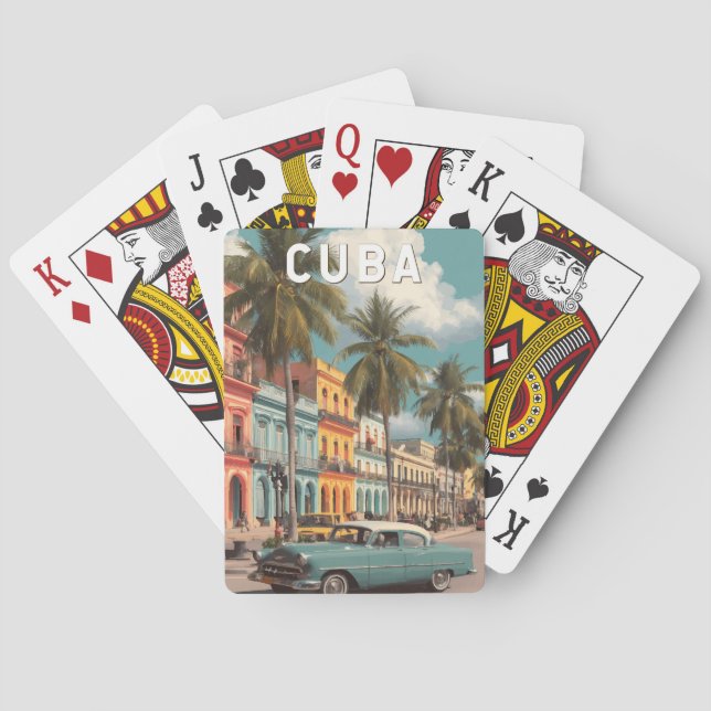 Cuba Illustration Travel Art Vintage Casinokort (Baksidan)
