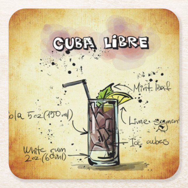 Cuba Libre Bartender Drink Recipe Underlägg Papper Kvadrat (Framsidan)