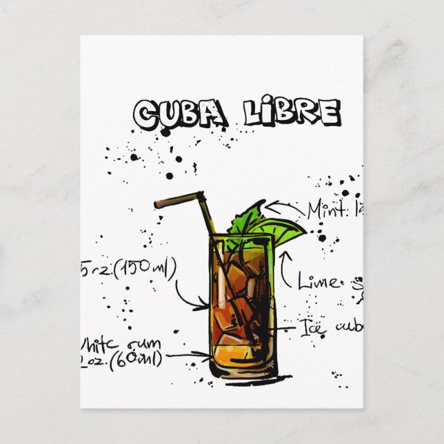 Cuba Libre Cocktail Vykort (Framsida)
