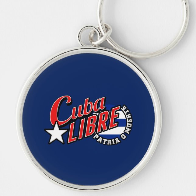Cuba Libre Motto Rund Silverfärgad Nyckelring (Framsidan)