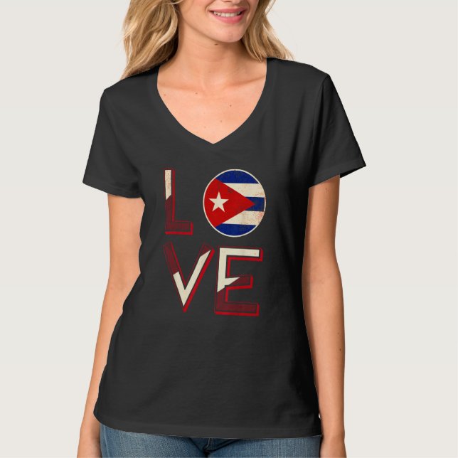 Cuba Love Cuban Flag Havana T Shirt (Framsida)