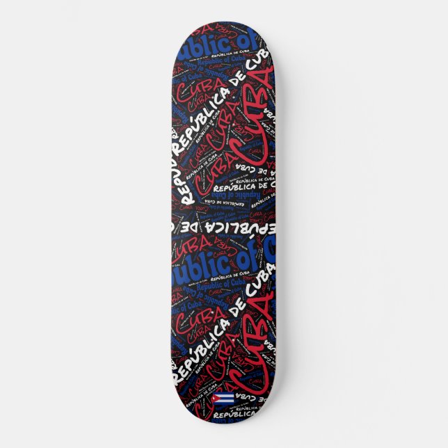Cuba Nationell Stolthet Wordcloud Skateboard (Framsida)