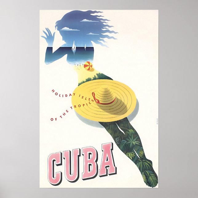 Cuba Print Cuban Art Travel Poster  (Framsidan)