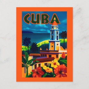 Cuba Travel Poster Hibiscus Vykort