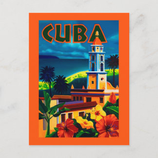 Cuba Travel Poster Hibiscus Vykort