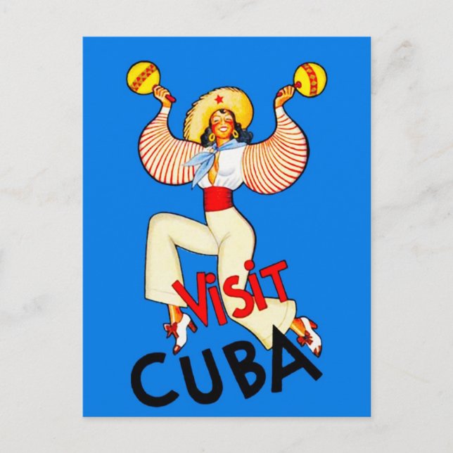 Cuba Travel Poster Maracas Vykort (Framsida)