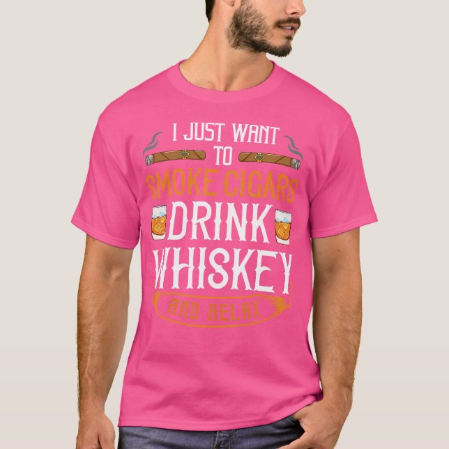 Cuban Cigar Whiskey Scotch Drinker T Shirt (Framsida)