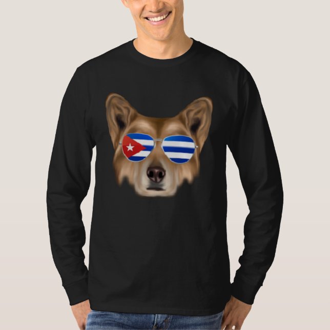 Cuban Flag Canaan Dog Dog Cuba Pocket T Shirt (Framsida)