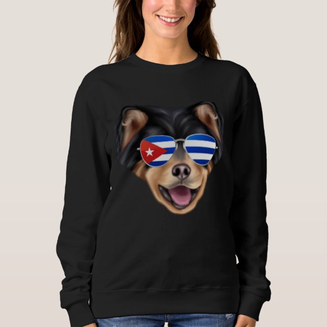 Cuban Flag Finnish Lapphund Dog Cuba Pocket T Shirt (Framsida)