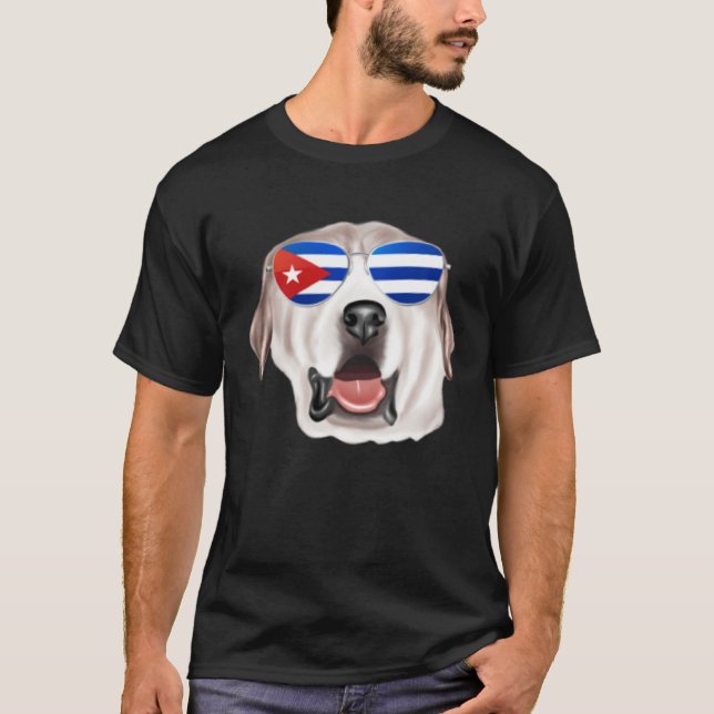 Cuban Flag Great Pyrenee Dog Cuba Pocket T Shirt (Framsida)