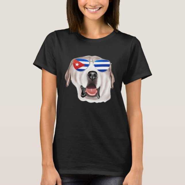 Cuban Flag Great Pyrenee Dog Cuba Pocket T Shirt (Framsida)