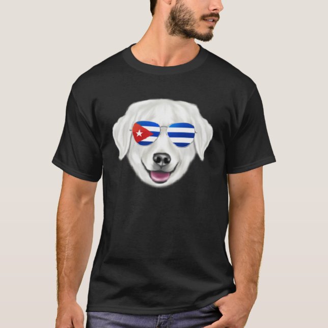 Cuban Flag Kuvaszok Dog Cuba Pocket T Shirt (Framsida)