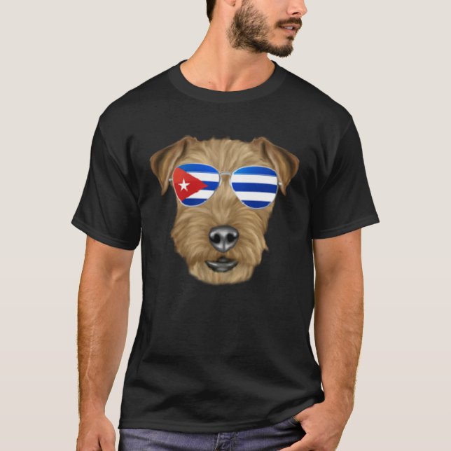 Cuban Flag Lakeland Terrier Dog Cuba Pocket T Shirt (Framsida)