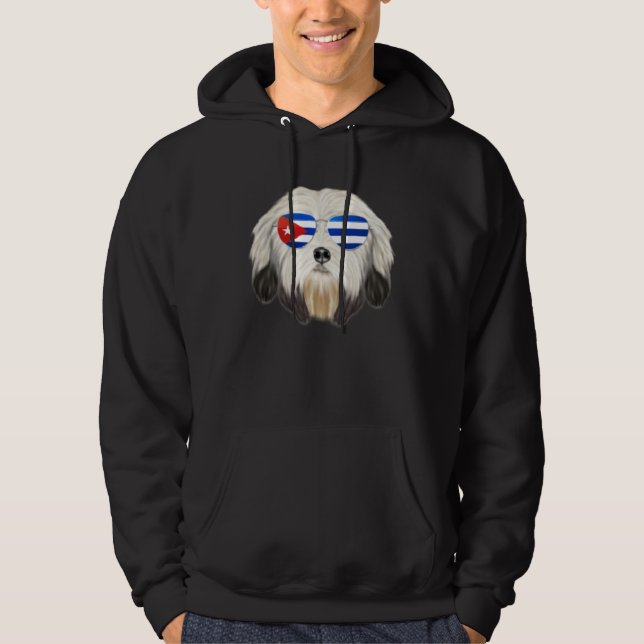 Cuban Flag Lowchen Dog Cuba Pocket Hoodie (Framsida)