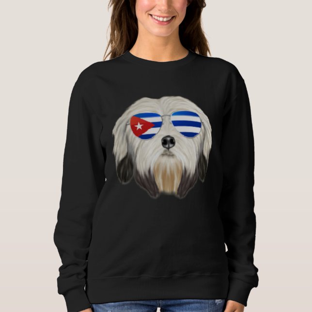 Cuban Flag Lowchen Dog Cuba Pocket T Shirt (Framsida)