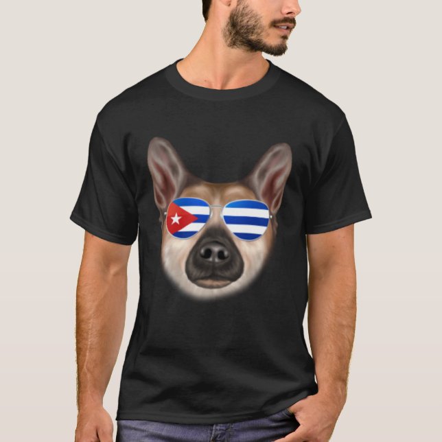Cuban Flag Norwegian Buhund Dog Cuba Pocket T Shirt (Framsida)