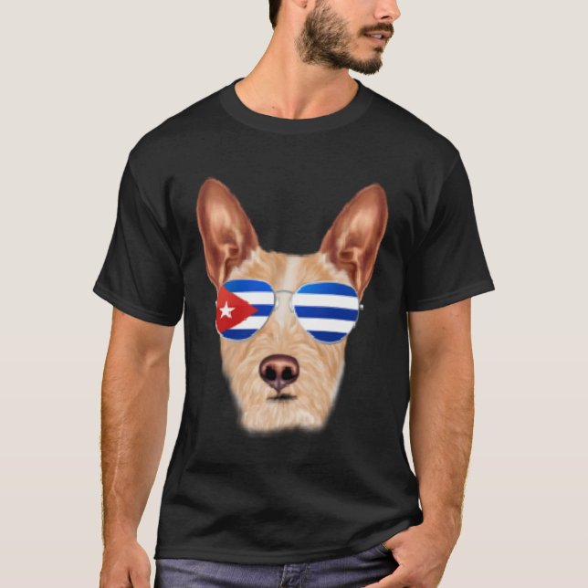Cuban Flag Portuguese Podengo Pequeno Dog Cuba Poc T Shirt (Framsida)