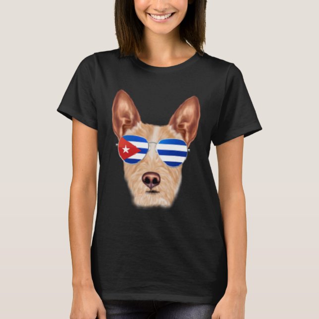 Cuban Flag Portuguese Podengo Pequeno Dog Cuba Poc T Shirt (Framsida)