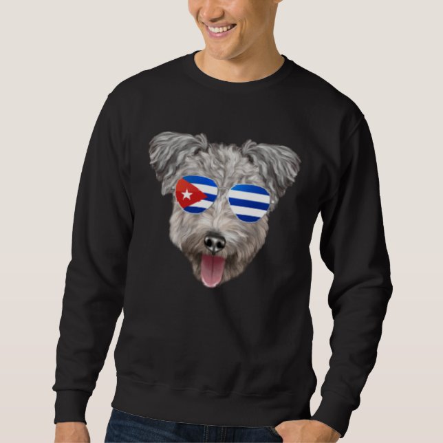 Cuban Flag Pumi Dog Cuba Pocket Lång Ärmad Tröja (Framsida)
