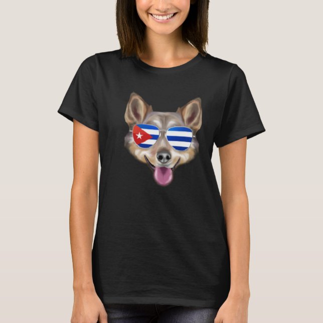 Cuban Flag Swedish Vallhund Dog Cuba Pocket T Shirt (Framsida)