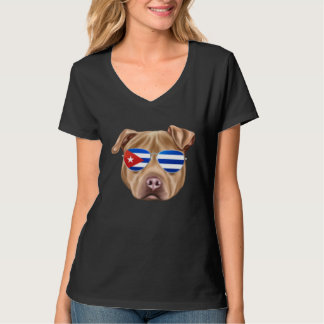 Cuban Flag Usa Staffordshire Terrier Dog Cuba Pock T Shirt