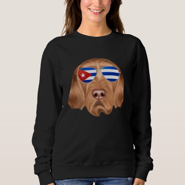 Cuban Flag Wirehaired Vizsla Dog Cuba Pocket T Shirt (Framsida)