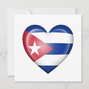 Cuban Heart Flagga on White