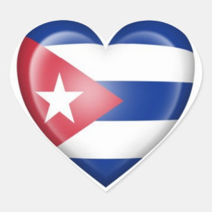 Cuban Heart Flagga on White Hjärtformat Klistermärke