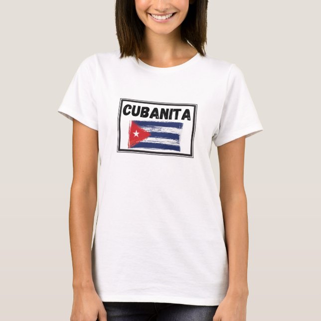 Cubanita Cuban Girl Flagga T Shirt (Framsida)