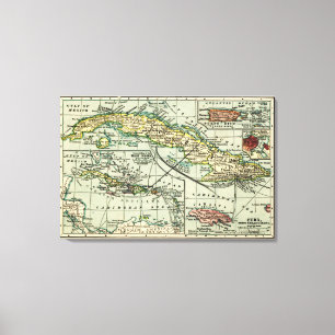 CubaPanoramic MapCuba Canvastryck