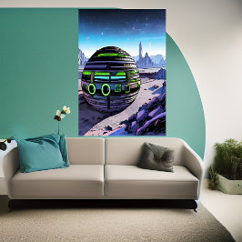 Cube bygger på en främmande planet | AI Art Poster
