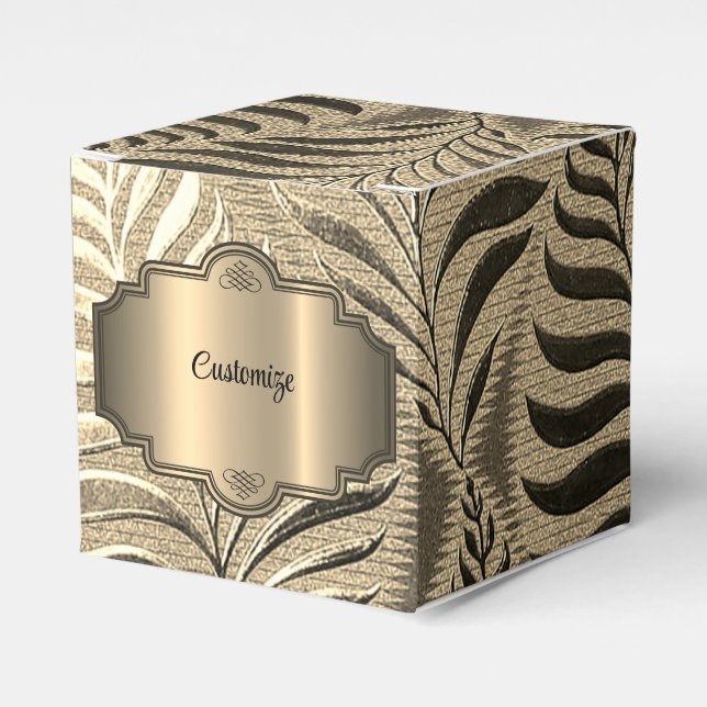 Cube guld Löv Motif Cube Presentaskar (Framsidan Sidan)