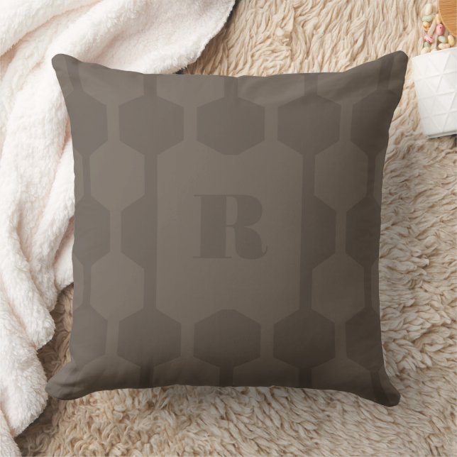 Cube Lines Chestnut Monogrammed Throw Pillow Kudde (Filt)