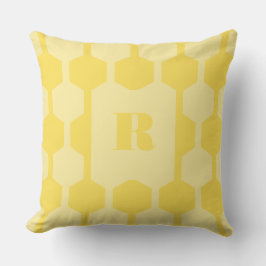 Cube Lines Dandelion Yellow Monogrammed Pillow Kudde