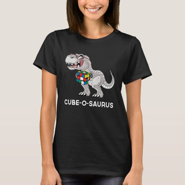 Cube o saurus  Competitive Speed Cubing Dinosaur T Shirt (Framsida)