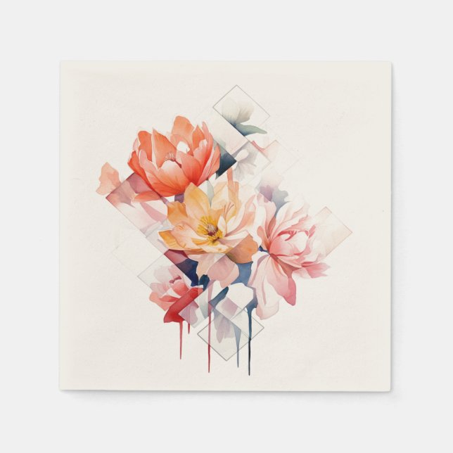 Cubes&Blommor: Personliga Bröllopsservetter Pappersservett (Framsidan)