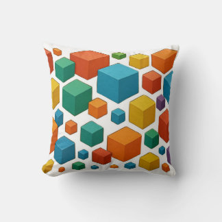 Cubes galore on white Throw Cushion Kudde