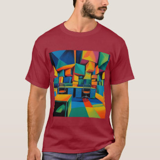 Cubescape Office – Abstrakt Surreal konst T-shirt
